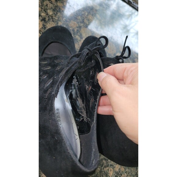 Apostrophe Black Wedge Women's Shoes with Lace-up Detail with Cut-Outs Size 10M - Picture 11 of 14